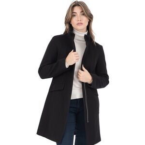 Women’s Nine West Faux-Wool Zip Front Coat